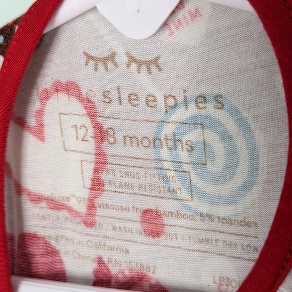Little Sleepies 12-18 months Gray Sweet Valentine Hearts Bamboo Zippy VGUC - Picture 4 of 9